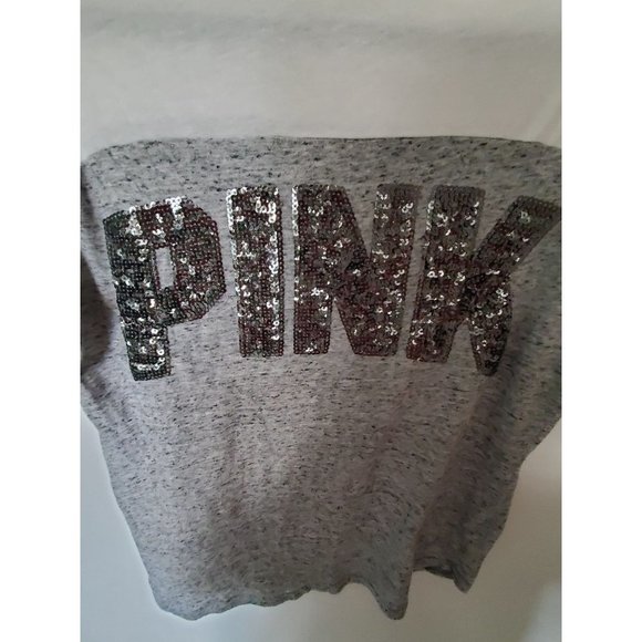 White and Grey Sequined PINK Shirt- Size Small - Picture 3 of 4